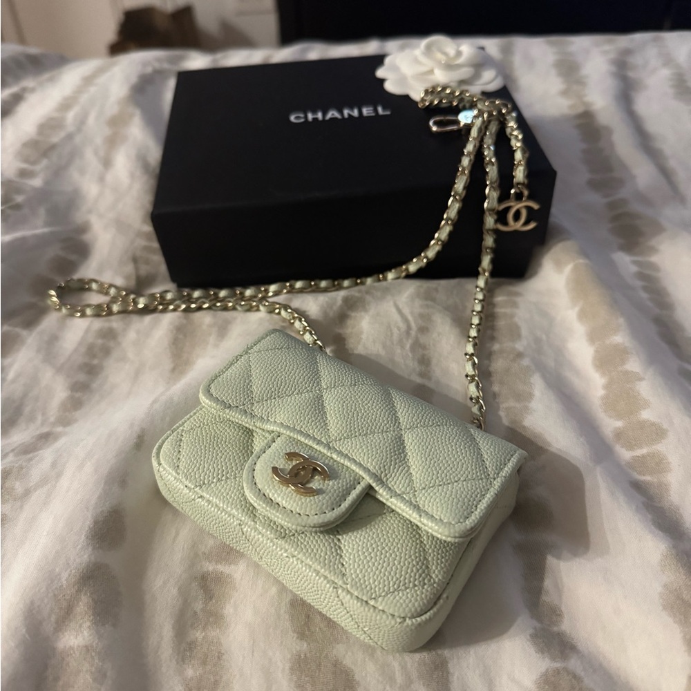 Chanel Light Green Quilted Mini Bag